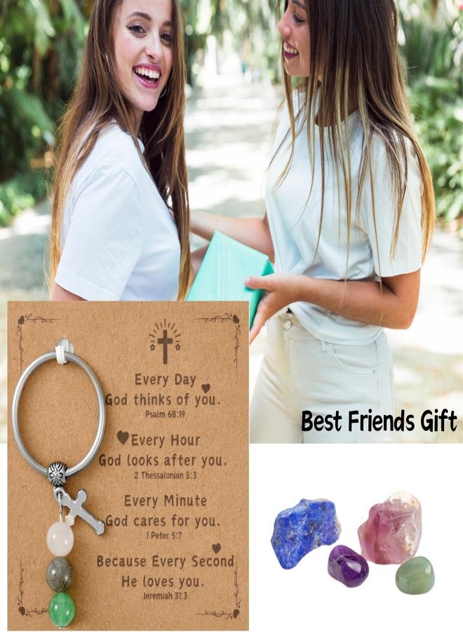 YOYOKIT Christian Keychain Gifts for Women, Cross Natural Stone Keychains Bible Verse Accessories Religious Spiritual Gift for Friends Sister in Christ - Image 4
